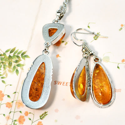 Olivenorma Amber Earrings Necklace Jewelry Set