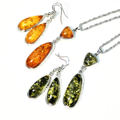 Olivenorma Amber Earrings Necklace Jewelry Set