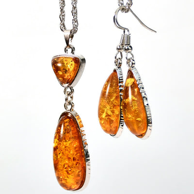 Olivenorma Amber Earrings Necklace Jewelry Set