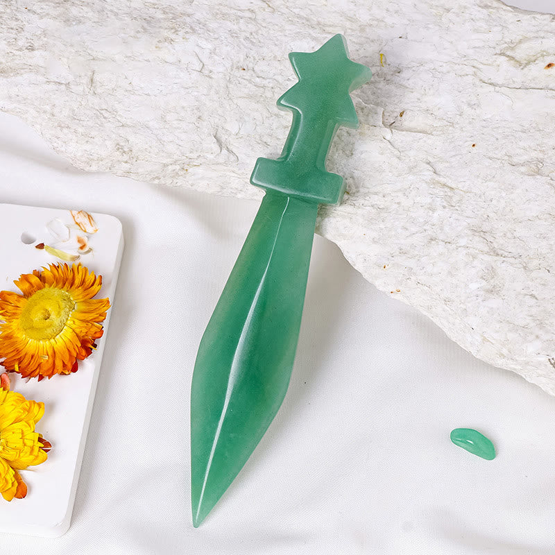 Olivenorma Engraved Dagger Natural Gemstone Decoration  - Green Aventurine - image 0