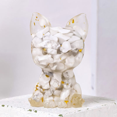 Olivenorma Meditation Dog Ornament Natural Gemstone Decoration - White Turquoise - image 5