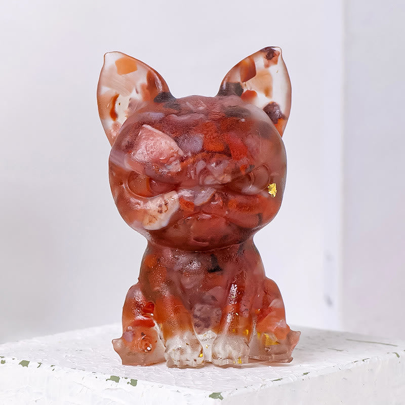 Olivenorma Meditation Dog Ornament Natural Gemstone Decoration - Red Agate - image 15