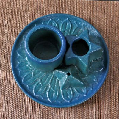 Olivenorma 3-IN-1 Star Ceramic Sage Incense Stick Holder