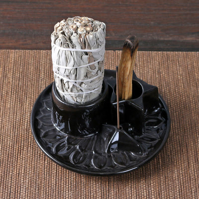 Olivenorma 3-IN-1 Star Ceramic Sage Incense Stick Holder