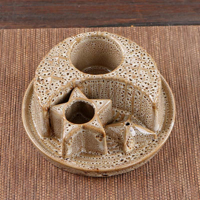 Olivenorma 3-IN-1 Moon and Star Ceramic Sage Incense Holder