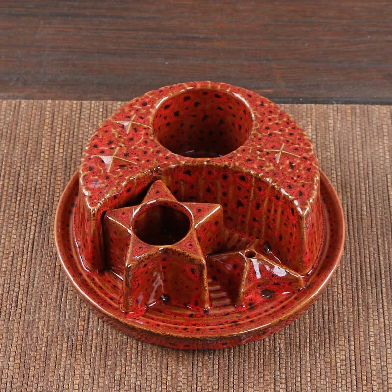 Olivenorma 3-IN-1 Moon and Star Ceramic Sage Incense Holder