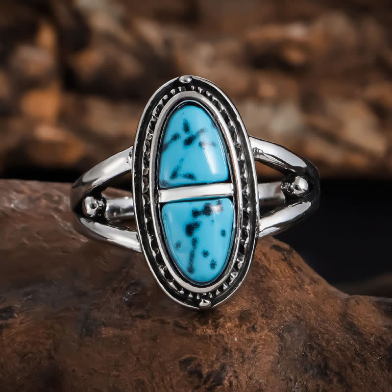 Olivenorma Boho Handmade Geometric Turquoise Statement Ring