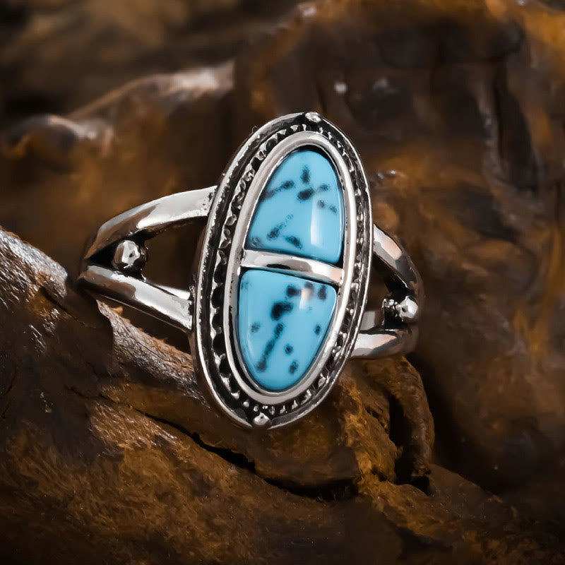 Olivenorma Boho Handmade Geometric Turquoise Statement Ring