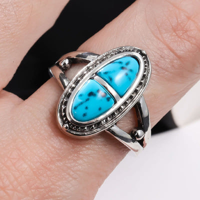 Olivenorma Boho Handmade Geometric Turquoise Statement Ring