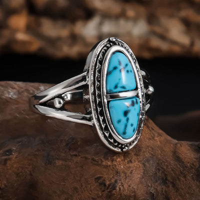 Olivenorma Boho Handmade Geometric Turquoise Statement Ring