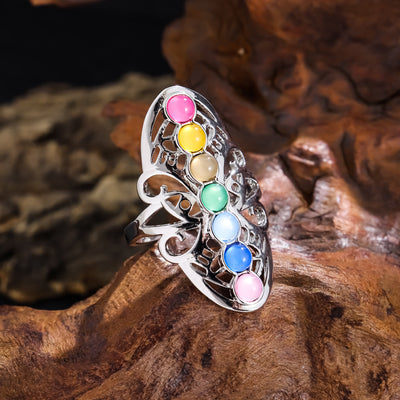 Olivenorma 7 Chakra Crystal Hollow Adjustable Ring