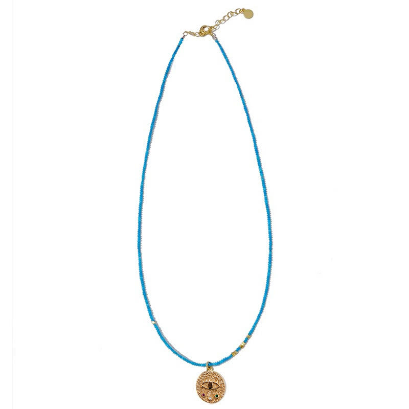 Olivenorma Evil Eye Charm Turquoise Beaded Necklace