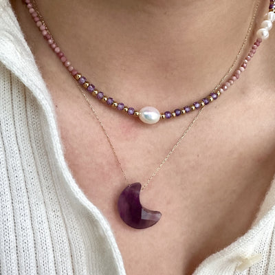 Olivenorma Natural Amethyst 14K Gold Plated Necklace