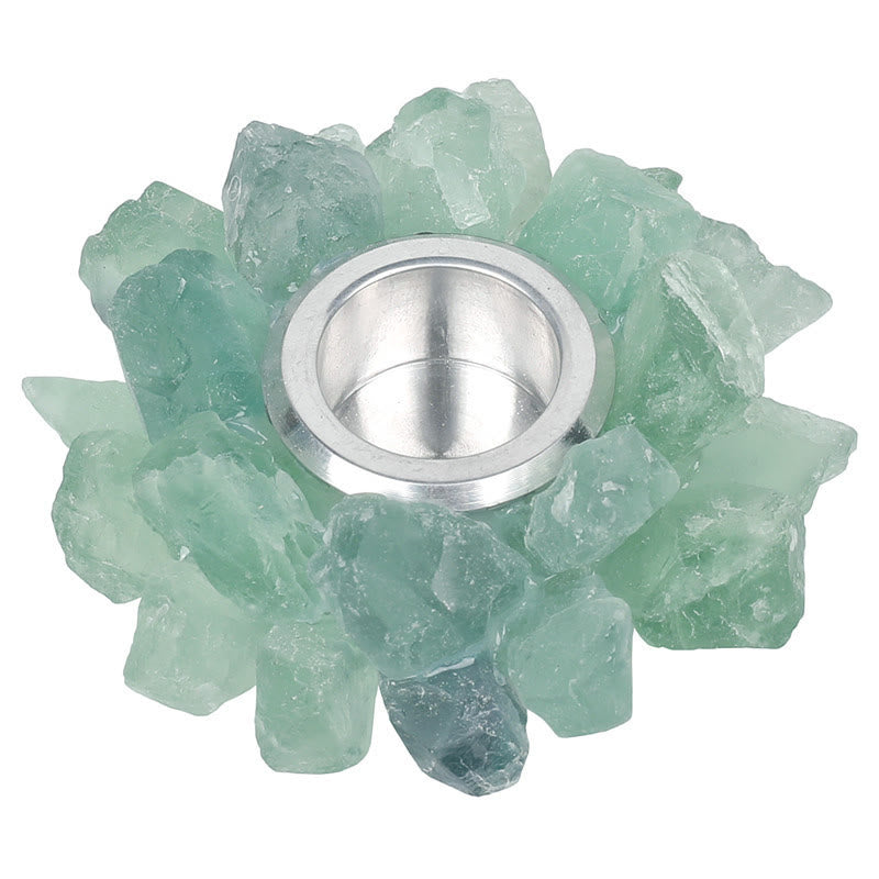 Olivenorma Natural Green Fluorite Healing Ornament Candle Holder