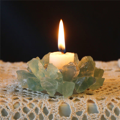 Olivenorma Natural Green Fluorite Healing Ornament Candle Holder