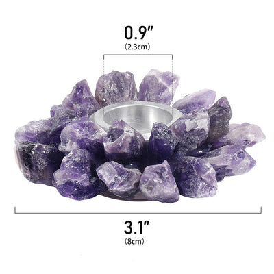 Olivenorma Natural Amethyst Healing Ornament Candle Holder