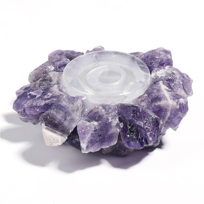 Olivenorma Natural Amethyst Healing Ornament Candle Holder