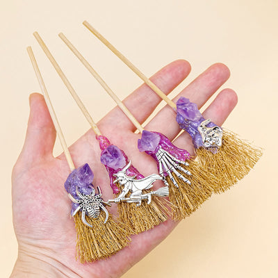 Olivenorma Mini Magic Amethyst Broom Ornament Decoration