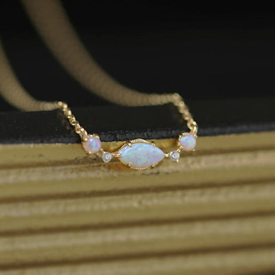 Olivenorma Natural Opal Crown Pendant Necklace