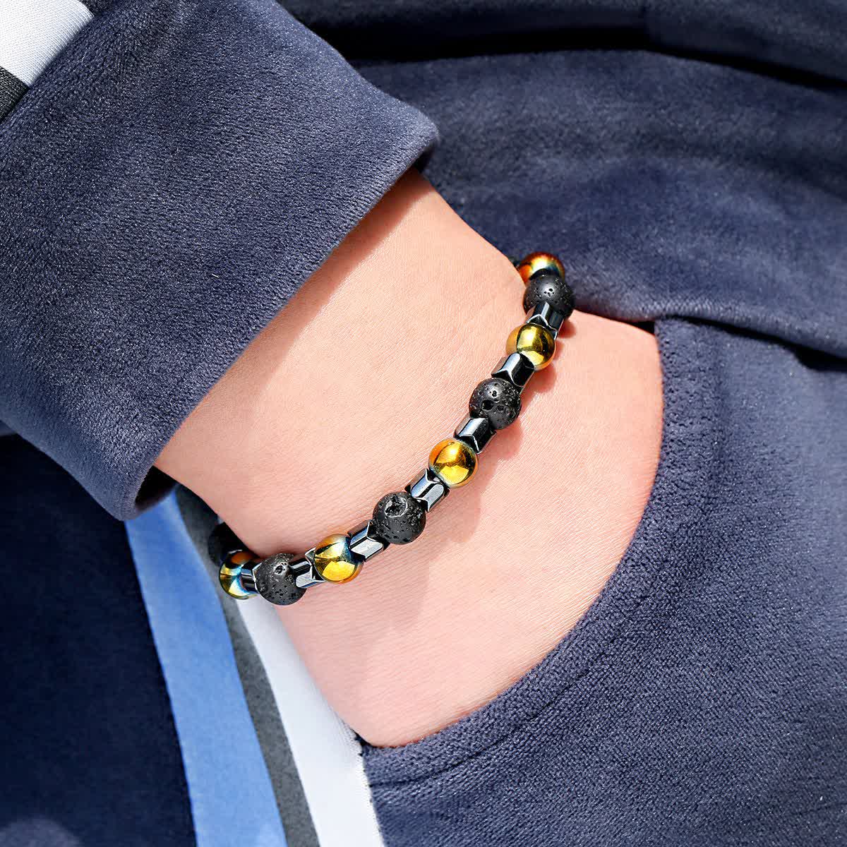 Olivenorma Geometric Hematite Beads Bracelet