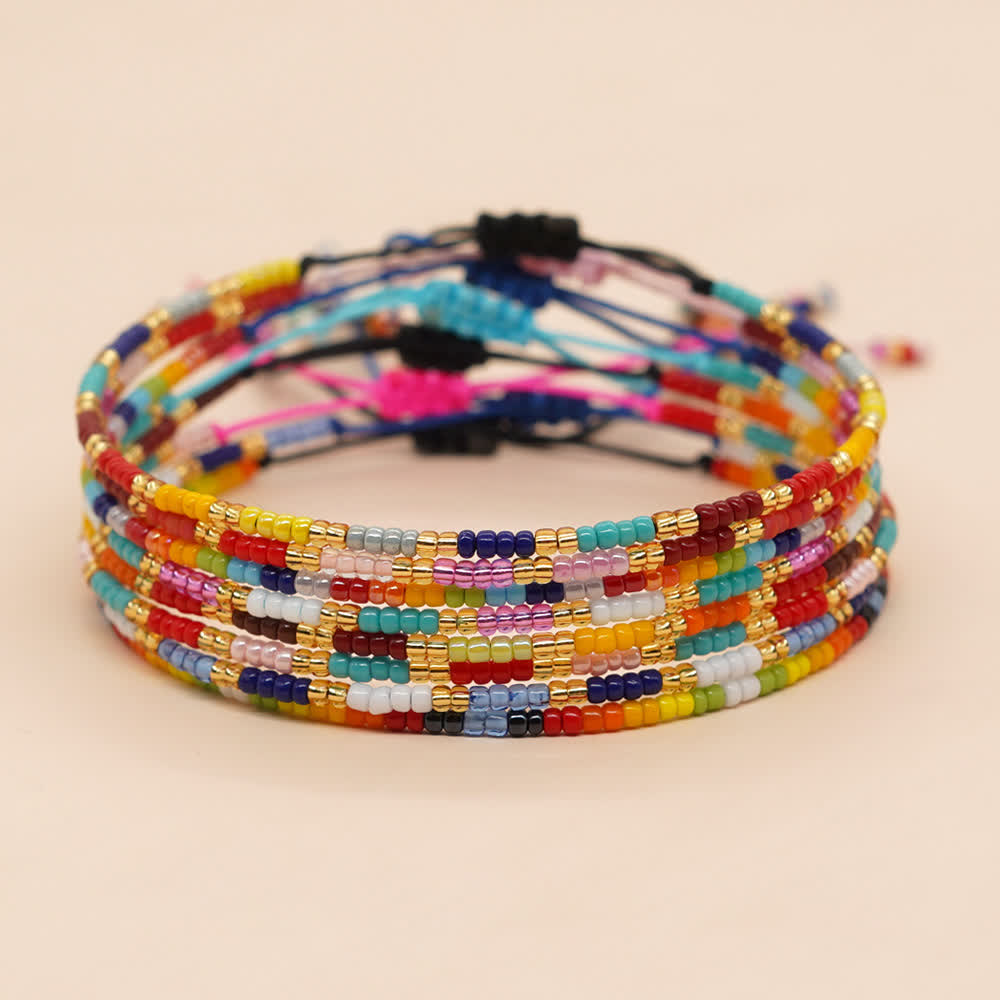 Olivenorma Colorful Rice Beads Adjustable Bracelet