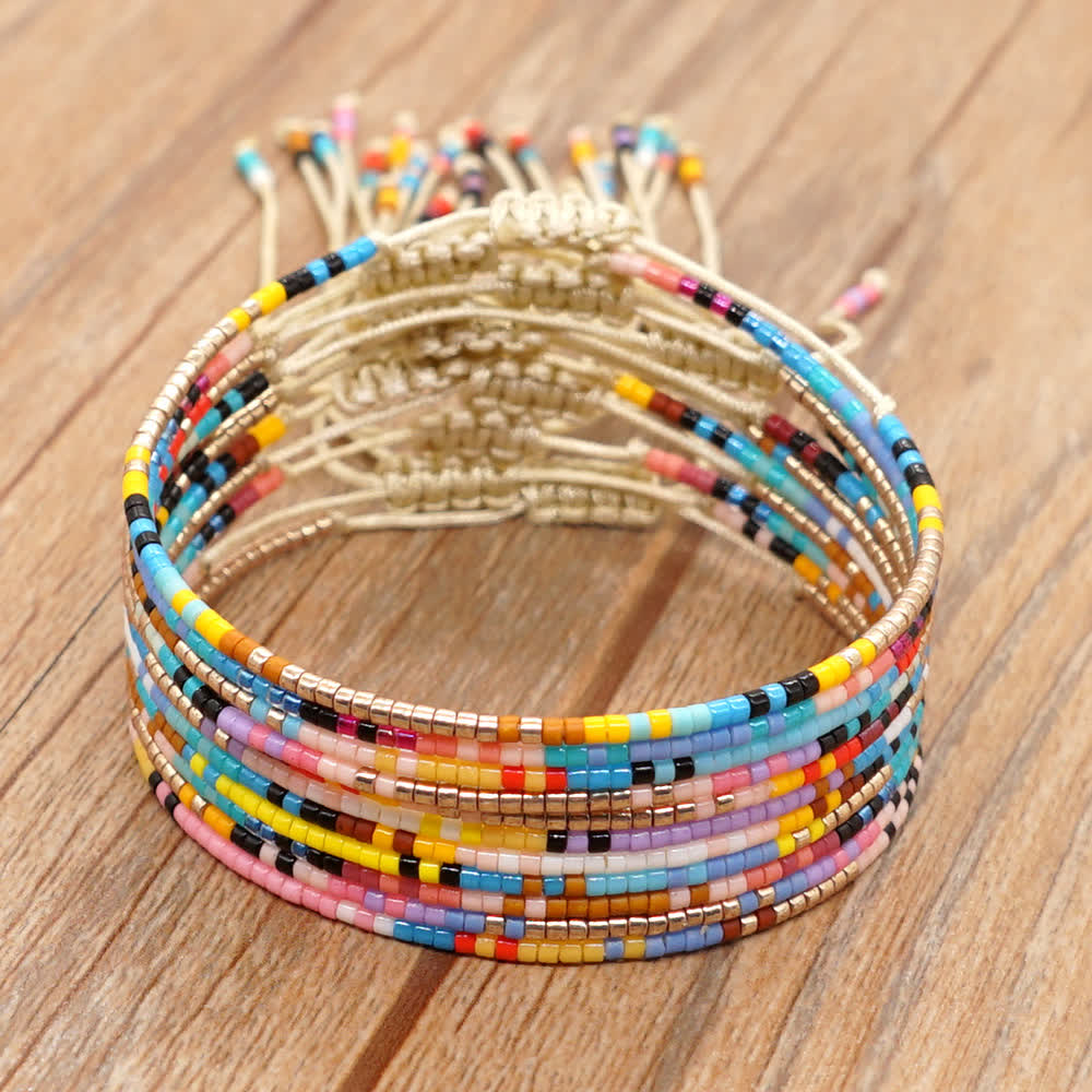 Olivenorma Colored Rice Metal Beads Adjustable Bracelet