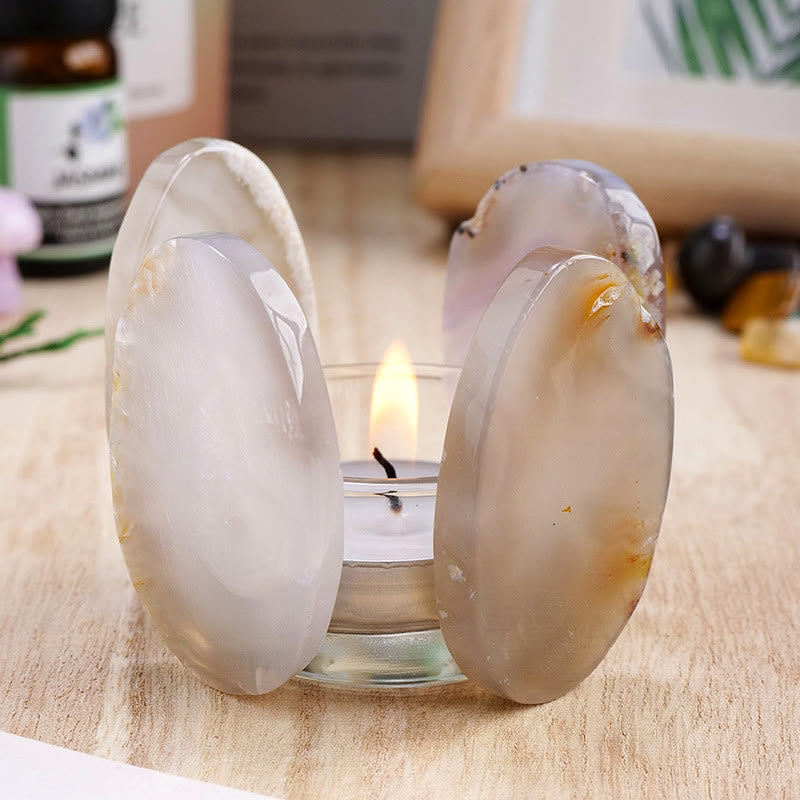 Olivenorma Natural Agate Ornament Candle Holder