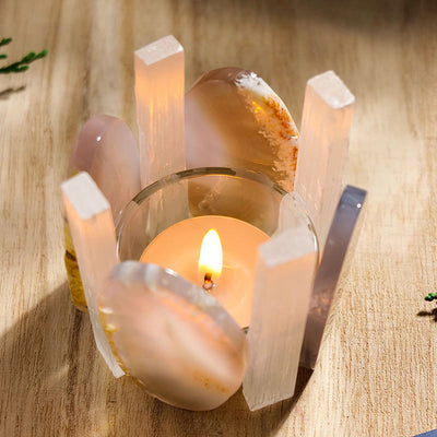 Olivenorma Natural Agate Ornament Candle Holder