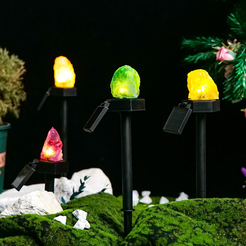 Olivenorma Outdoor Raw Stone Solar Light Waterproof Crystal Lamp