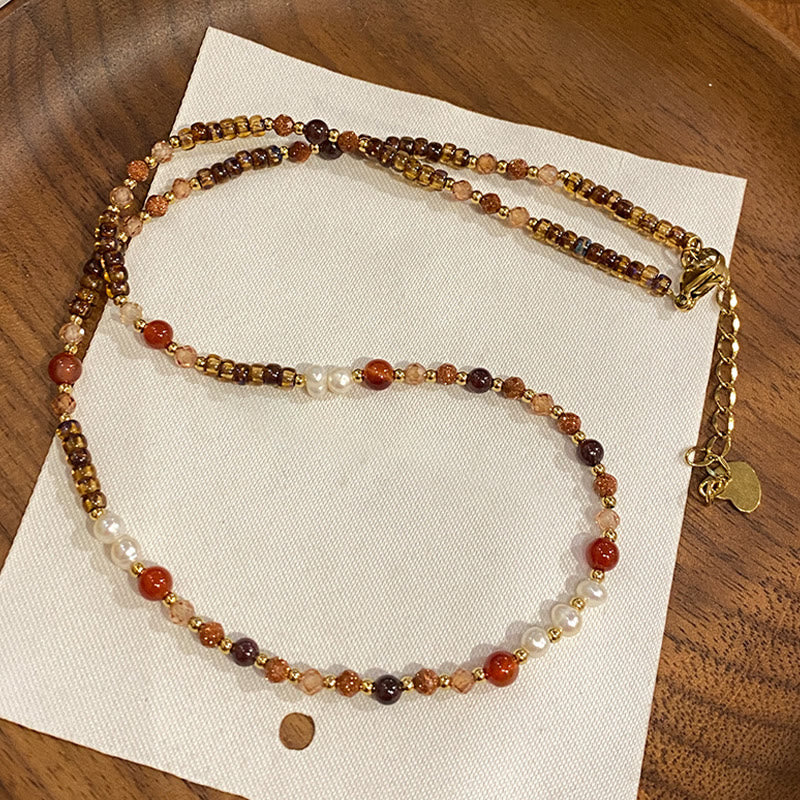 Olivenorma Natural Agate Bodhi Beaded Necklace