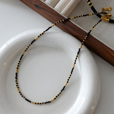 Olivenorma Natural Black Onyx Pearl Stacked Beaded Necklace