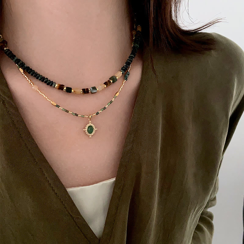 Olivenorma Natural Agate Choker Stacked Necklace