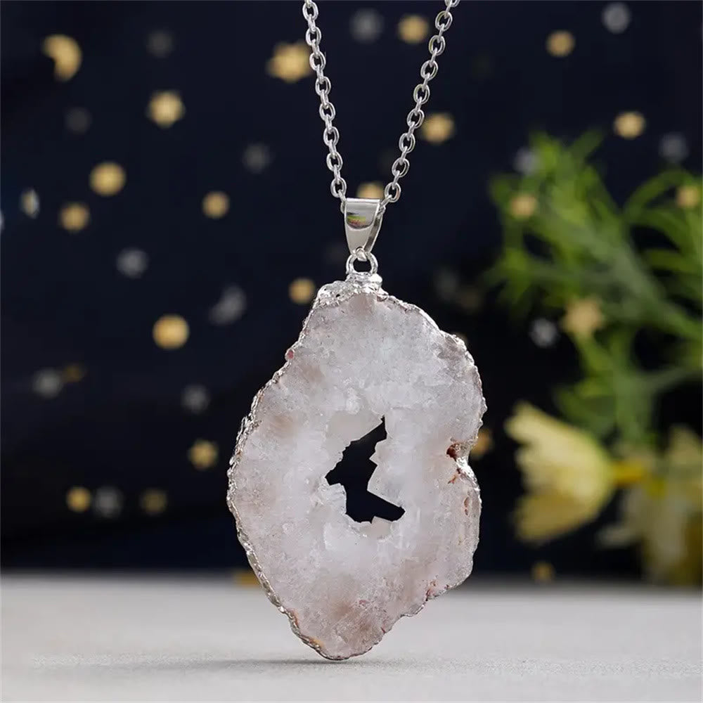 Olivenorma Natural White Agate Charm Gemstone Necklace