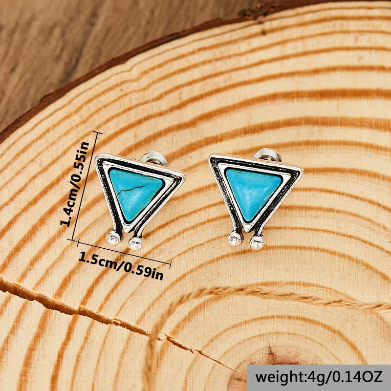 Olivenorma Triangle Natural Turquoise Stud Earrings