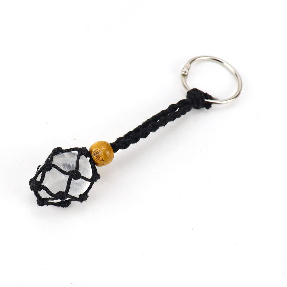 Olivenorma Woven Adjustable Raw Stone Cotton Net Keychain