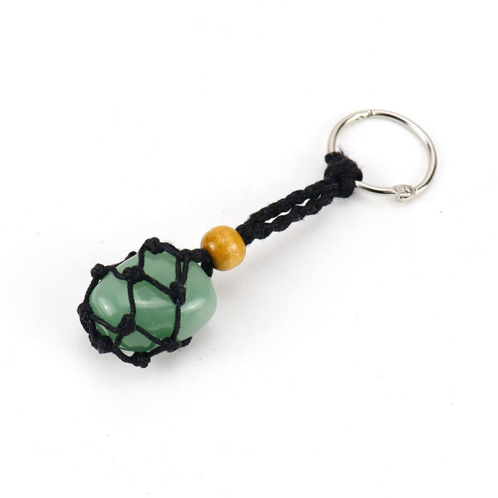 Olivenorma Woven Adjustable Raw Stone Cotton Net Keychain