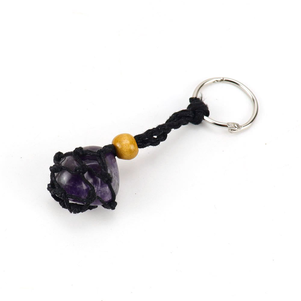 Olivenorma Woven Adjustable Raw Stone Cotton Net Keychain