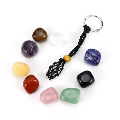 Olivenorma Woven Adjustable Raw Stone Cotton Net Keychain