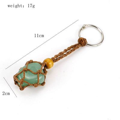 Olivenorma Woven Adjustable Raw Stone Cotton Net Keychain