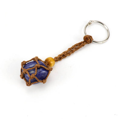 Olivenorma Woven Adjustable Raw Stone Cotton Net Keychain