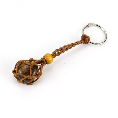 Olivenorma Woven Adjustable Raw Stone Cotton Net Keychain