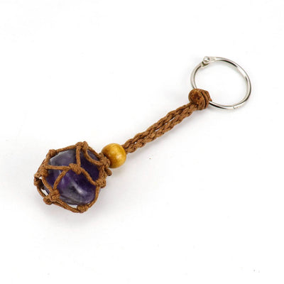 Olivenorma Woven Adjustable Raw Stone Cotton Net Keychain