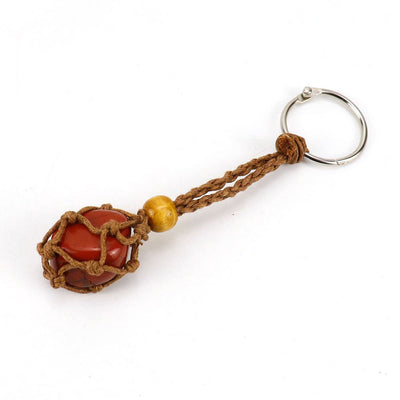 Olivenorma Woven Adjustable Raw Stone Cotton Net Keychain