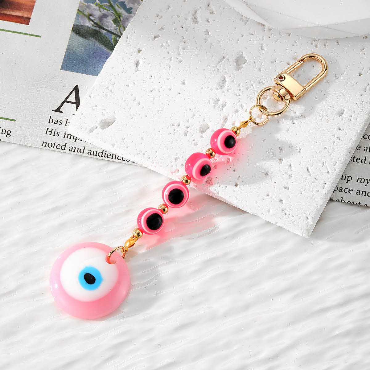 Olivenorma Handmade Evil Eye Resin Ornament Keychain - Pink - image 6