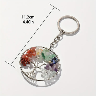 Olivenorma 7 Chakra Gemstone Tree of Life Round Keychain - image 6