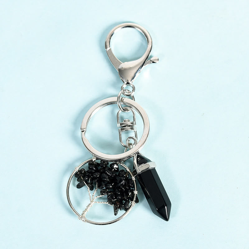 Olivenorma Tree of Life with Prism Gem Healing Keychain - Obsidian - image 7