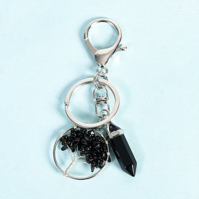 Olivenorma Tree of Life with Prism Gem Healing Keychain - Obsidian - image 8