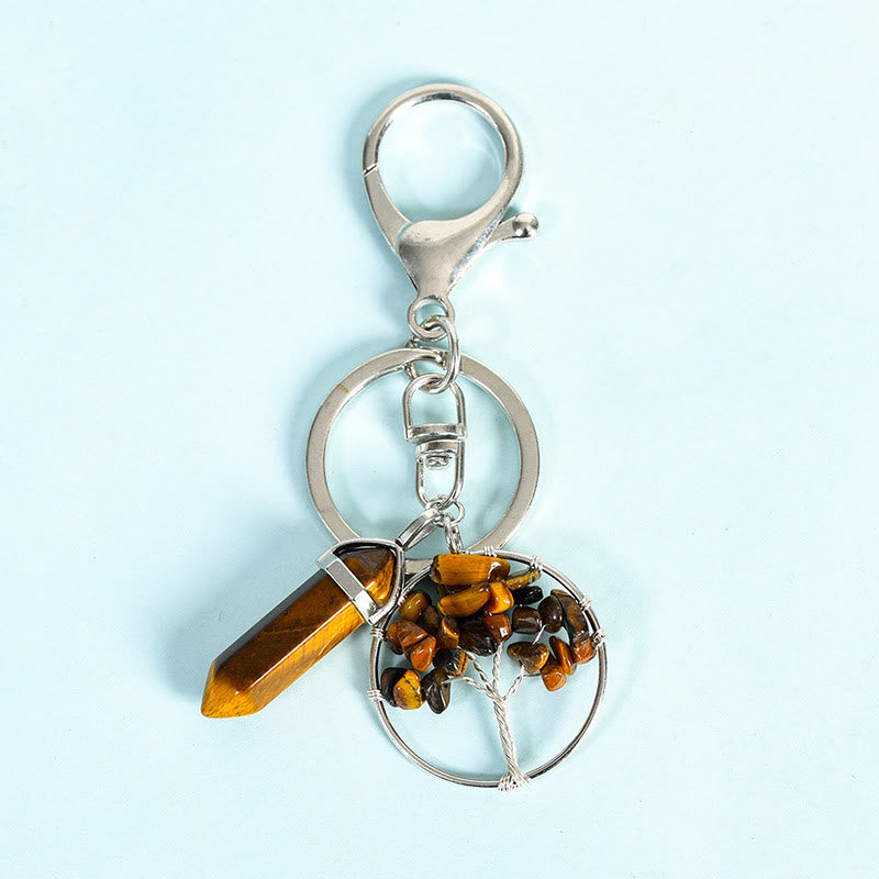 Olivenorma Tree of Life with Prism Gem Healing Keychain - Tiger Eye - image 12