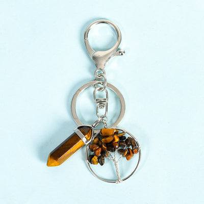 Olivenorma Tree of Life with Prism Gem Healing Keychain - Tiger Eye - image 12