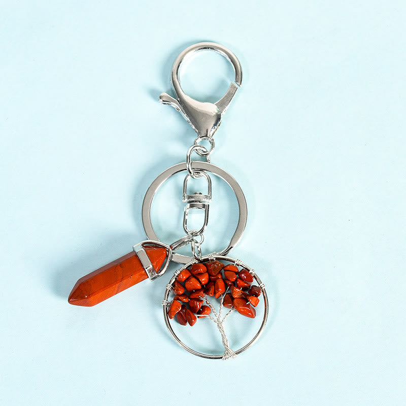 Olivenorma Tree of Life with Prism Gem Healing Keychain - Red Jasper - image 9